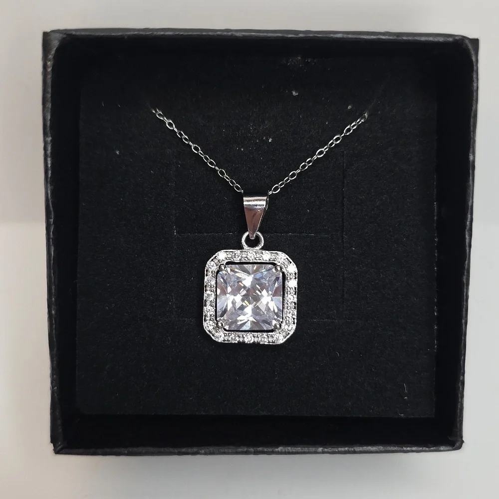 4.42ct Moissanite Stone Pendant With Rhodium Over 925 Sterling Silver Necklace - Picture 3 of 6